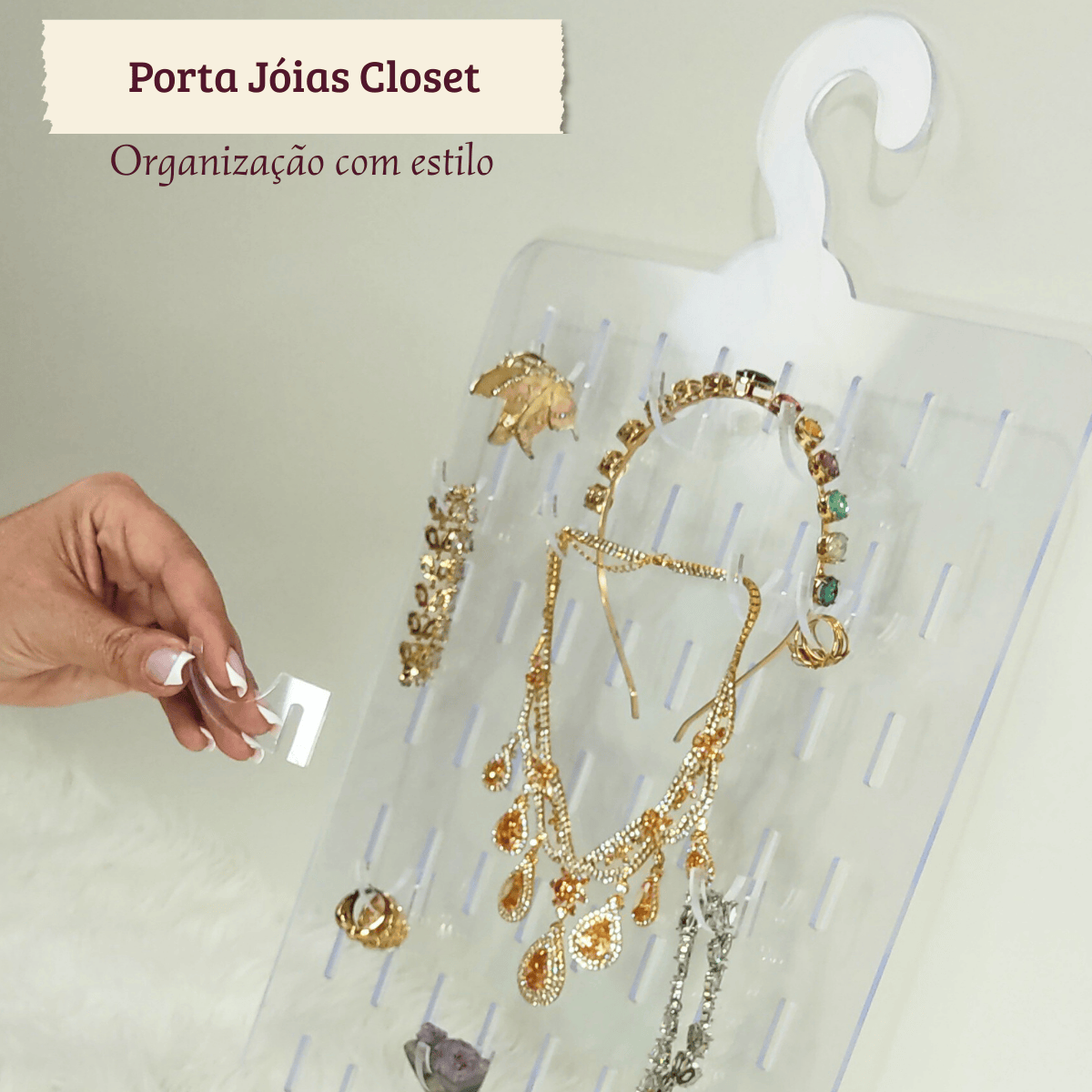Porta Joia Closet Acrílico Transp Biju Alta Qualidade Cabide