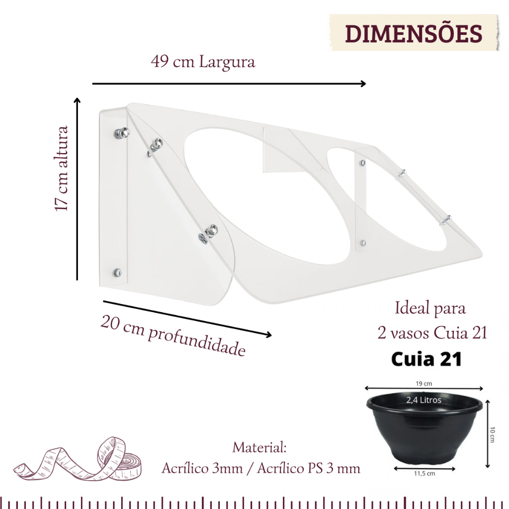 Suporte Módulo Jardim Vertical Transparente Para Vasos de Plantas