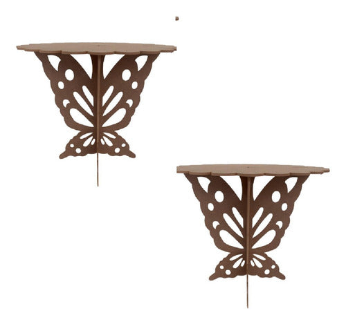 2 Un Mesa Provençal Borboleta Encaixe 62x62x56cm Mdf 6mm Cr