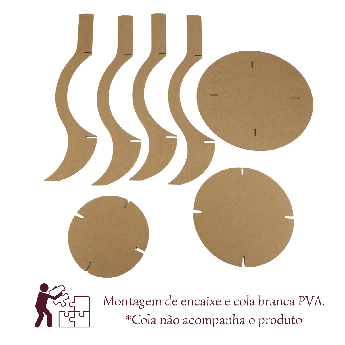 Mesa Redonda Provençal MDF Cru 9mm mesa canto lateral apoio