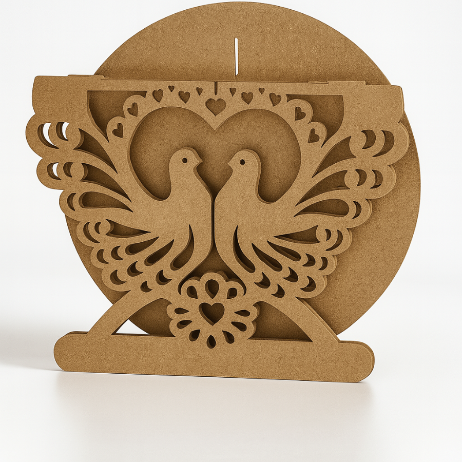 Mesa Festa Temática MDF Cru 9mm Pombos Amor Baby Born