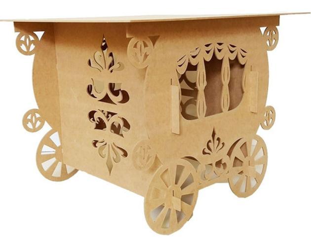 Kit Mdf Cru Mesa Carruagem Cubos Castelo