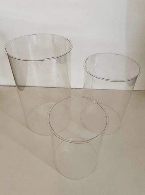 Trio Cilindro E Cubo Transparente Desmontável Acrílico Grand