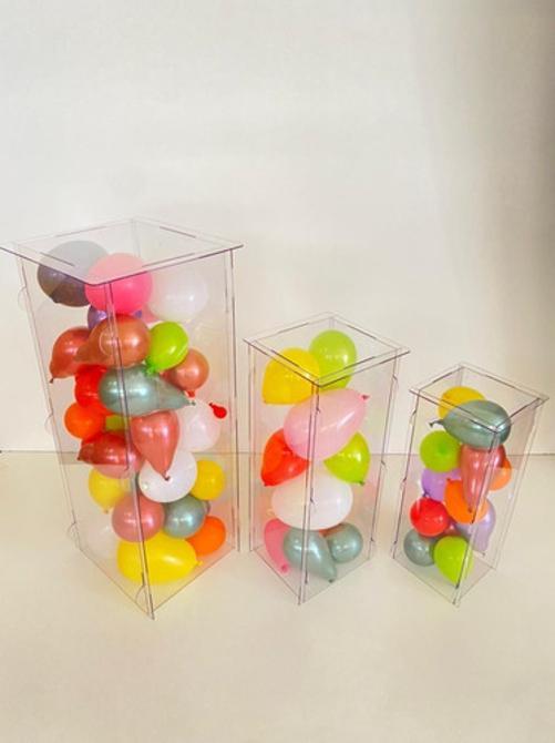 Trio Cubo Acrílico Transparente 80 60 40 Quadrado Desmontave
