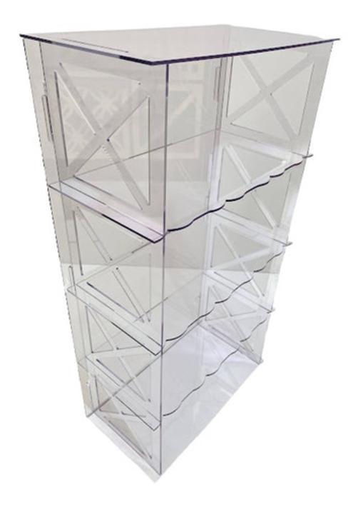 Armário 2 Un Transparente Em Acrílico Decora Festa 65 Cm 3Mm