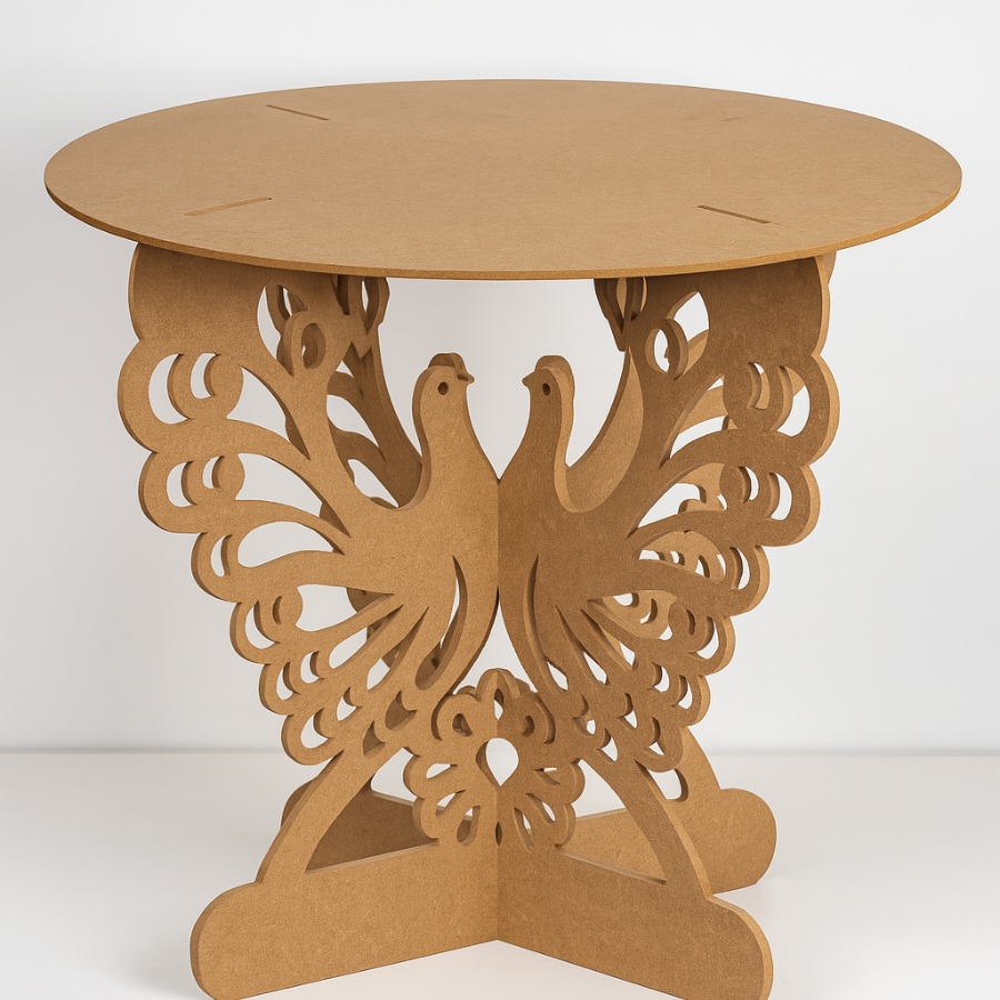 Mesa Festa Temática MDF Cru 9mm Pombos Amor Baby Born