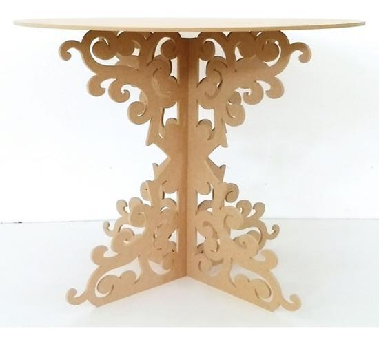 Mesa Redonda Arabesco Provençal MDF Cru 100x100x80 cm