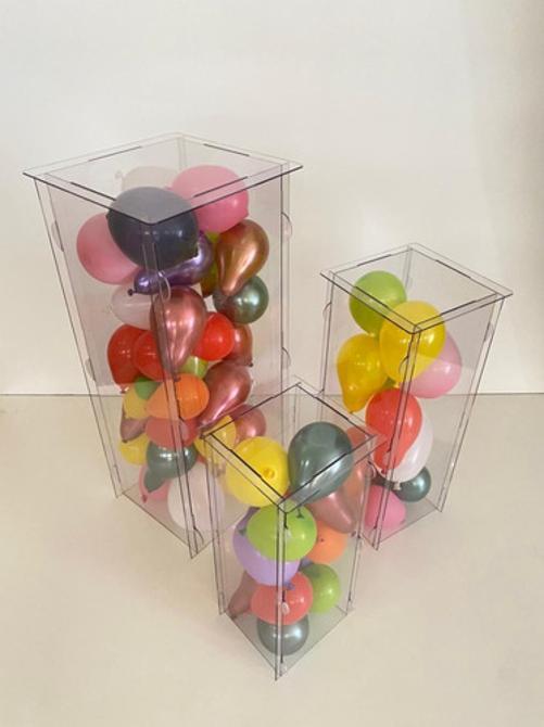 Trio Cilindro E Cubo Transparente Desmontável Acrílico Grand