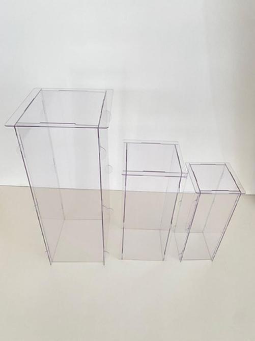 Trio Cubo Acrílico Transparente 80 60 40 Quadrado Desmontave
