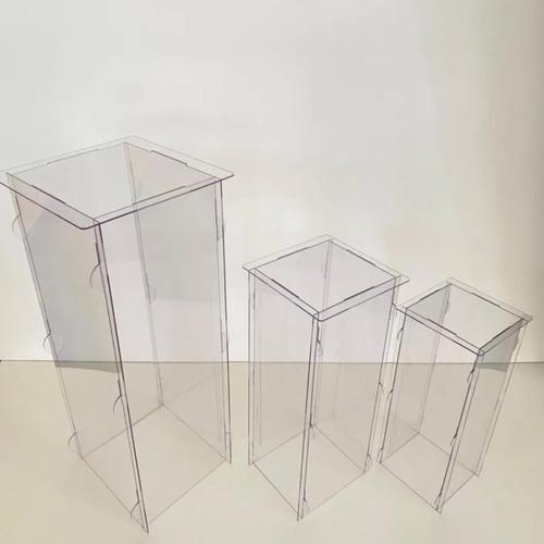 Enfeite Trio Cubo Transparente Acrílico Quadrado Desmontavel