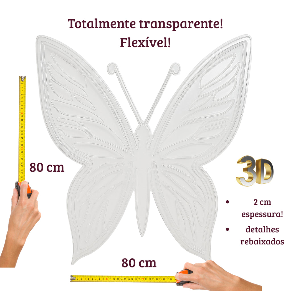 Borboleta para colocar Led Decorativa Flexível 3D 80x80 cm Gigante