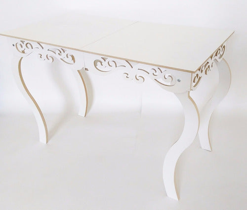 Mesa Branca Arabesco Provençal 80x60 Altura 80cm Mdf Branco