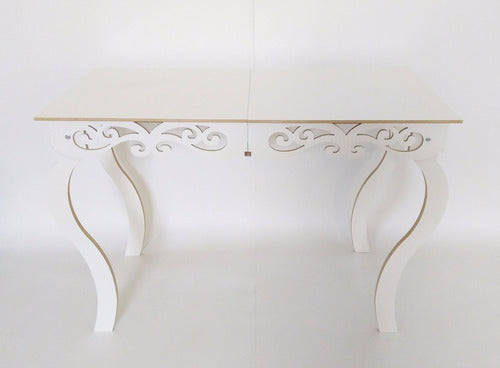 Mesa Branca Arabesco Provençal 80x60 Altura 80cm Mdf Branco