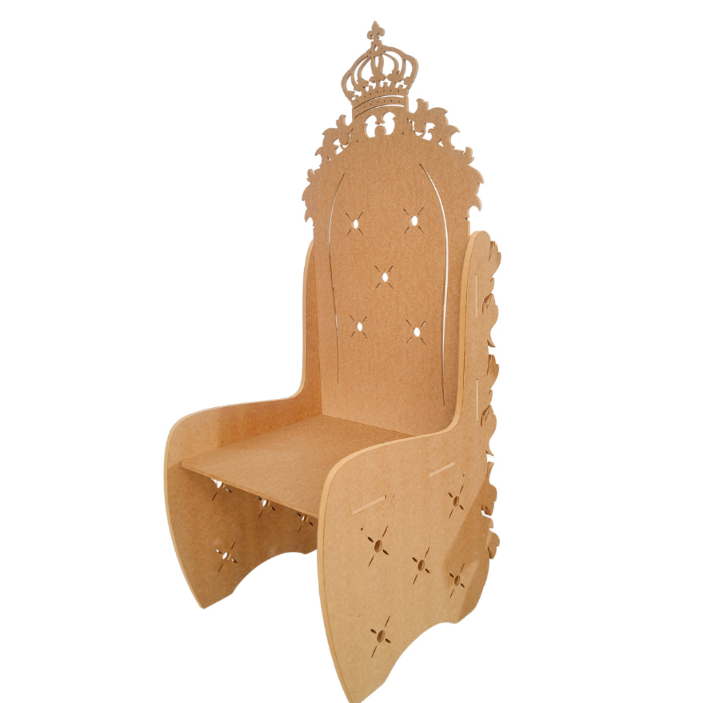 Trono Banco Cadeira Mdf Cru Coroa Princesa Príncipe Provençal
