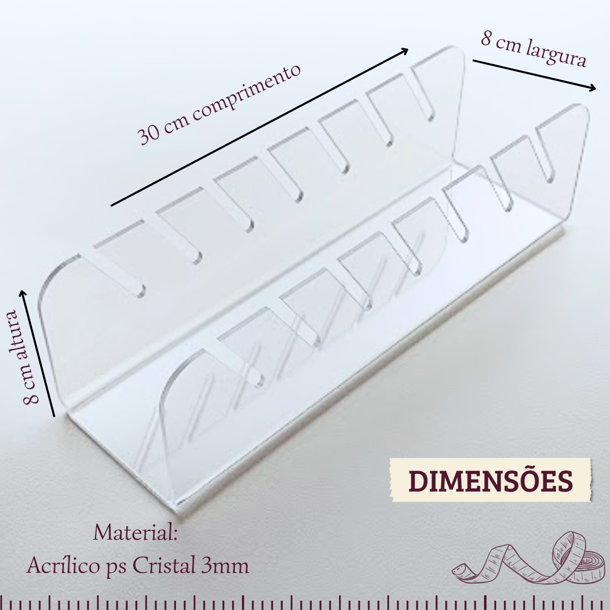 Suporte Organizador de Bonés em Acrilico até 7 Bones