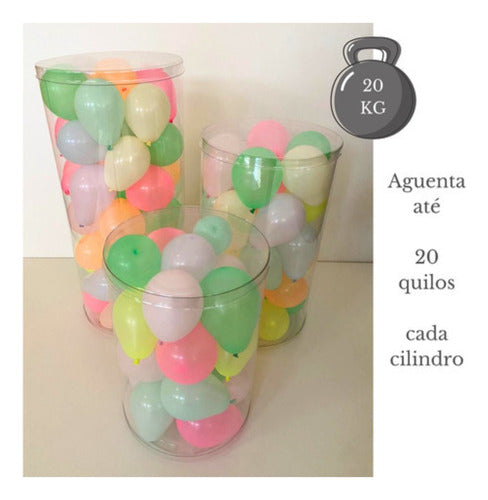 Trio Cilindro Transparente Tampa E Base Flexível 80 62 50 40