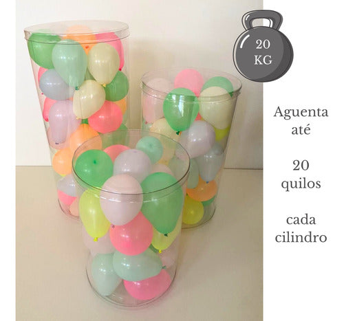 Trio Cilindro Transparente Tampa E Base Flexível 80 62 50 Cm