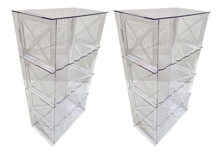Armário 2 Un Transparente Em Acrílico Decora Festa 65 Cm 3Mm
