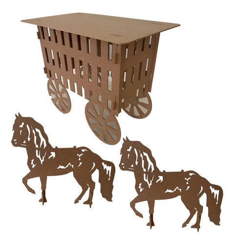 Kit Mdf Festa Mesa Carroça Fazendinha Cavalos De Chão