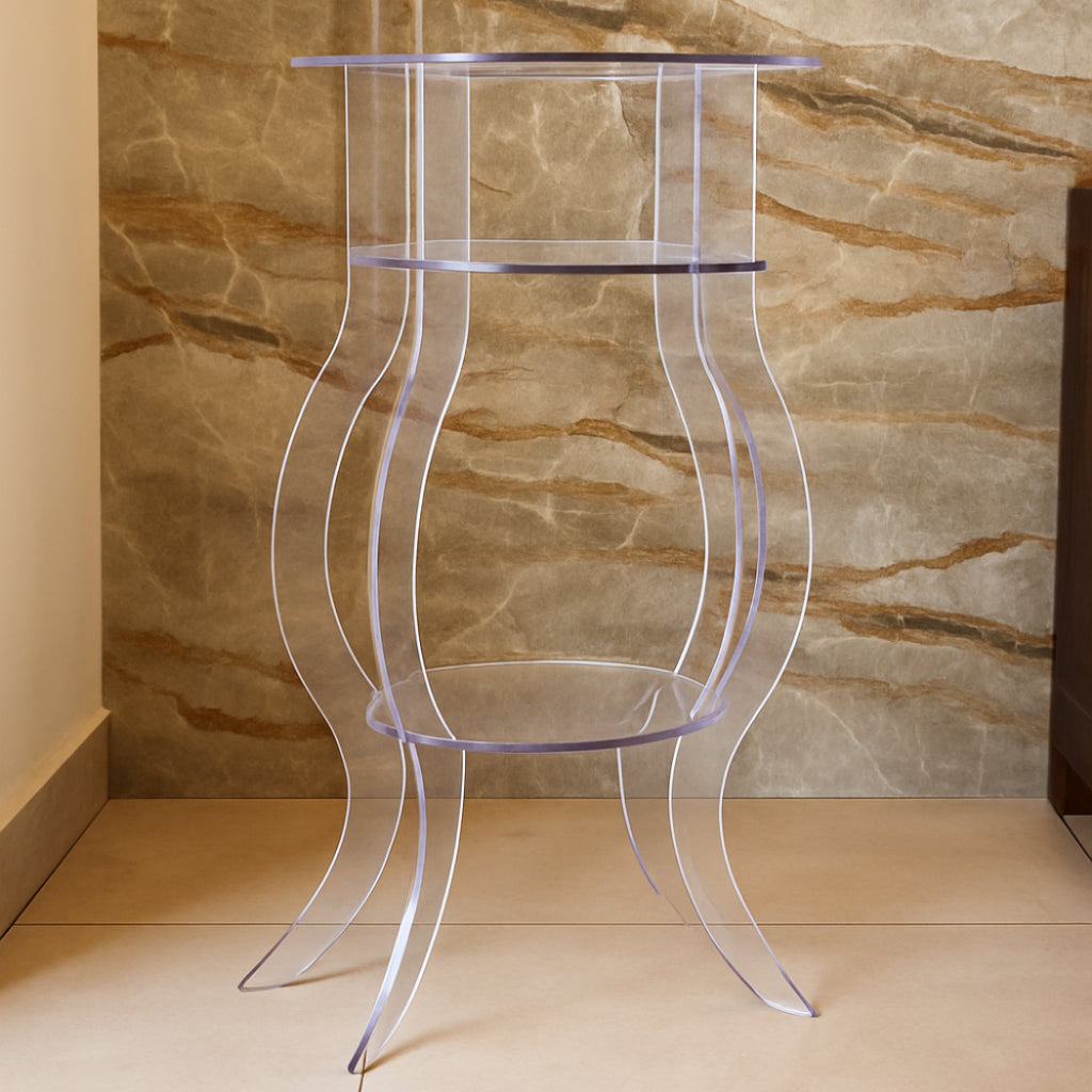 Mesa Lateral Ballonê Auxiliar Acrílico Transparente Elegante Apoio Sala Sofá Moderna Decoração Festa