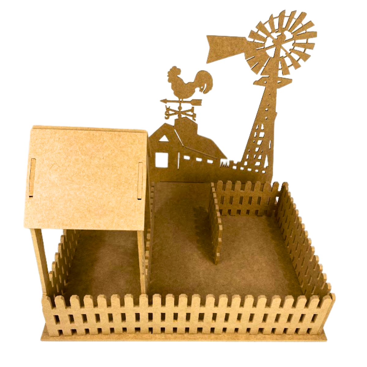 Fazendinha MDF 6mm Curral Grande Fazenda Brinquedo Educativo Desmontável