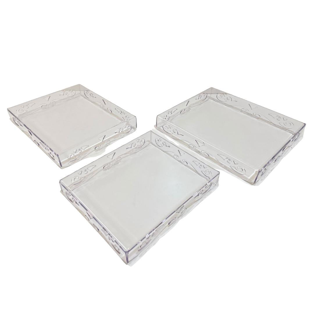 Trio De Bandejas Acrílico Ps Transparente Arabesco