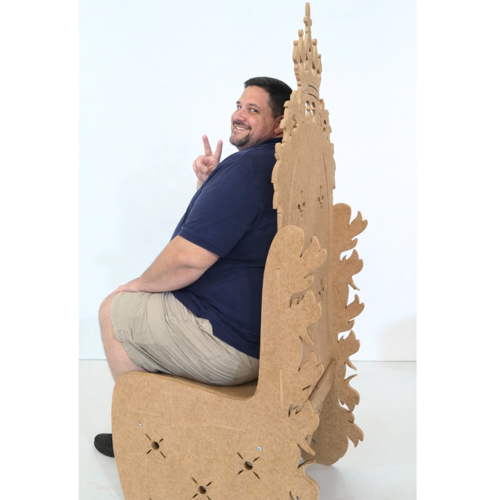 Trono Banco Cadeira Mdf Cru Coroa Princesa Príncipe Provençal