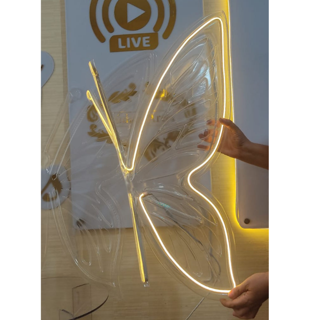 Borboleta Transparente para colocar Led Decorativa Flexível 3D 80x80 cm Gigante