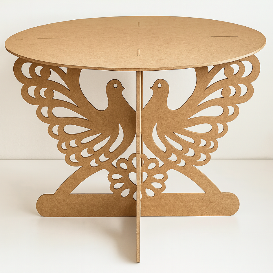 Mesa Festa Temática MDF Cru 9mm Pombos Amor Baby Born