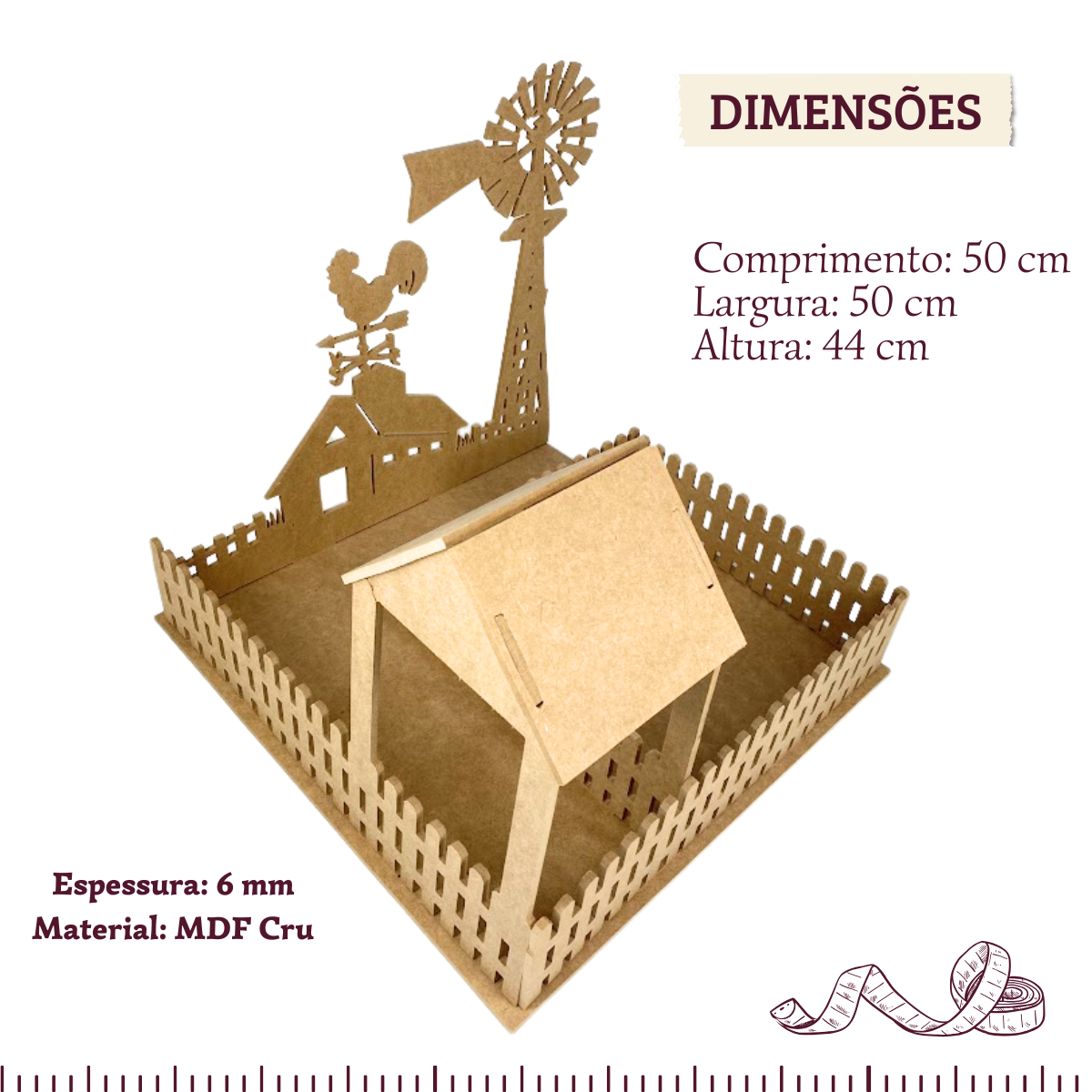 Fazendinha MDF 6mm Curral Grande Fazenda Brinquedo Educativo Desmontável