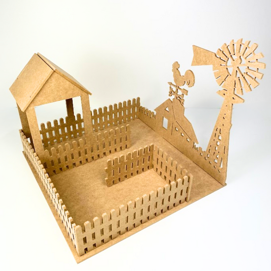 Fazendinha MDF 6mm Curral Grande Fazenda Brinquedo Educativo Desmontável