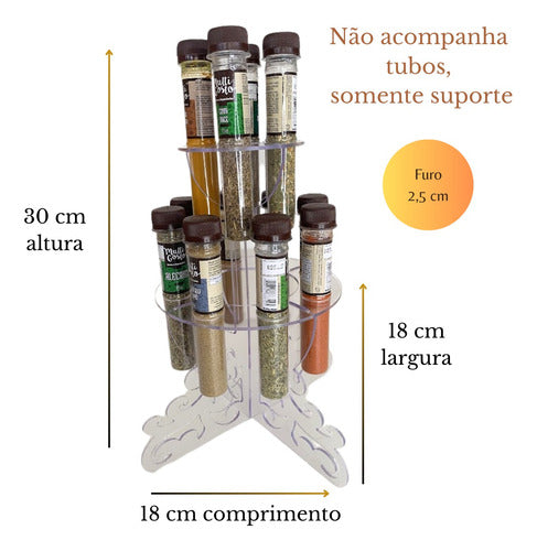 Porta Temperos Organizador De Bancada Para 12 Tubos Torre