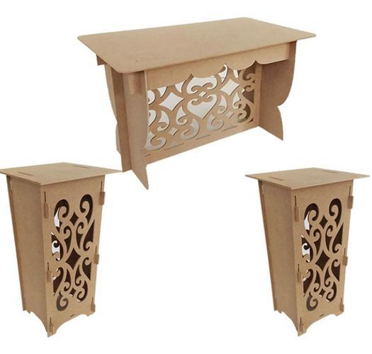 Kit Mdf Provençal 1 Mesa 120 Cm 2 Cubos 80 Cm Arabesco Festa