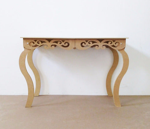 Mesa Arabesco Provençal 120x60 Altura 80  Cm Mdf Cru
