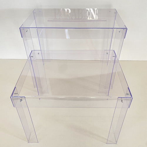 Kit Mesas Acrílico Transparente Desmontável 100 E 80cm Festa