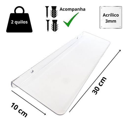 Prateleira L Em Acrílico 30X10Cm Para Itens Leves