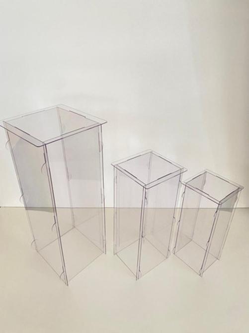 Trio Cilindro E Cubo Transparente Desmontável Acrílico Grand