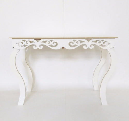 Mesa Branca Arabesco Provençal 80x60 Altura 80cm Mdf Branco