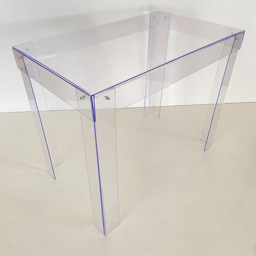 Mesa Acrílico Transparente Desmontável 80cm Festa Resistente