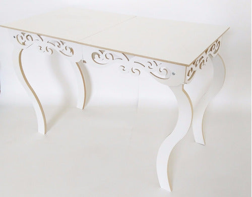 Mesa Branca Arabesco Provençal 80x60 Altura 80cm Mdf Branco