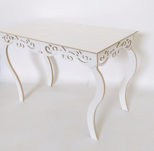Mesa Branca Arabesco Provençal 100x60 Altura 80cm Mdf Branco