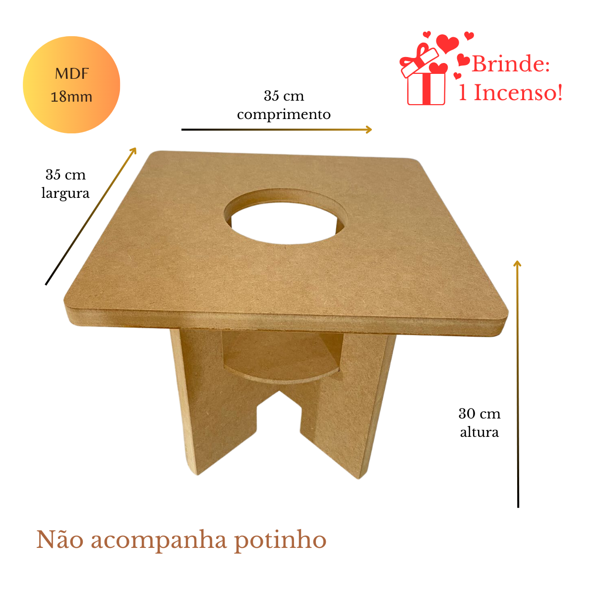 Banco  Banqueta de Vaporização Uterina MDF 18mm + Brinde