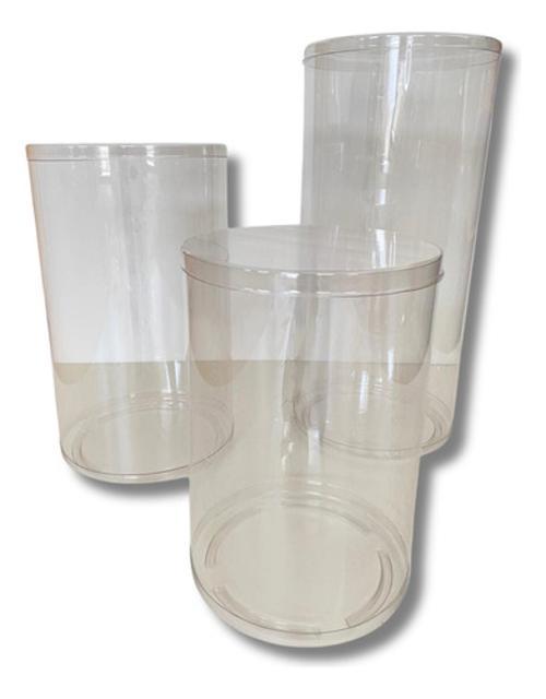 Double Trio Cilindro Transparente Tampa E Base Flexível
