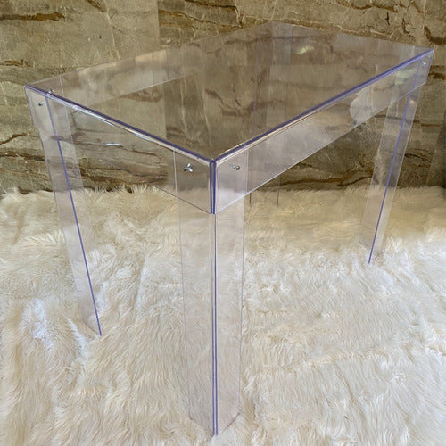 Mesa Acrílico Transparente Desmontável 80cm Festa Resistente