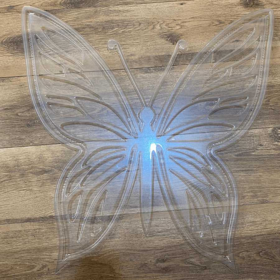 Borboleta Transparente para colocar Led Decorativa Flexível 3D 80x80 cm Gigante