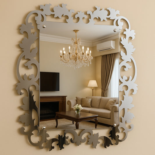Espelho de Acrílico Decorativo Grande 95x65cm – Modelo Clássico com Acabamento Espelhado Total