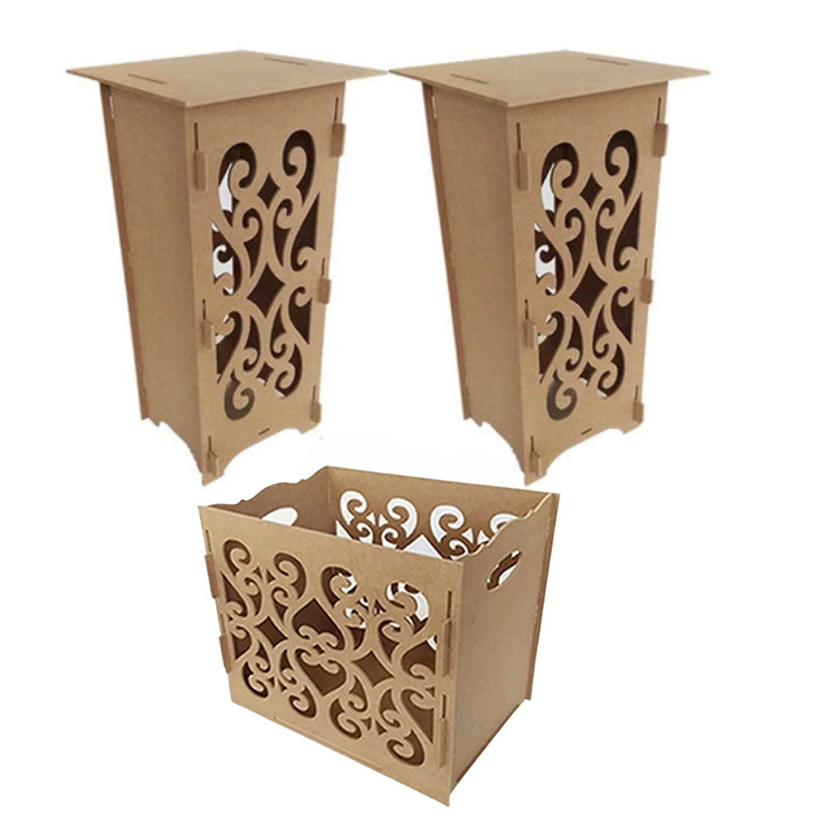 Kit MDF Cru Arabesco 2 Cubos e Caixa Presente