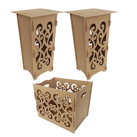 Kit MDF Cru Arabesco 2 Cubos e Caixa Presente