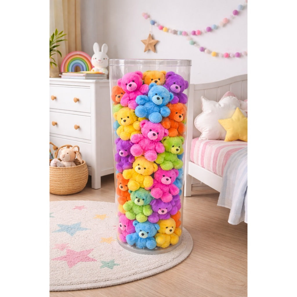 Organizador Porta Brinquedos Infantil Transparente 80cm Altura | Cilindro para Bonecas, Carrinhos, Pelúcias e Bolas