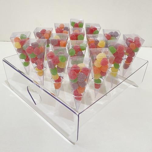 Kit 2 un Porta Cone Temaki Sorvete Casquinha Cascão Acrílico 16 Furos